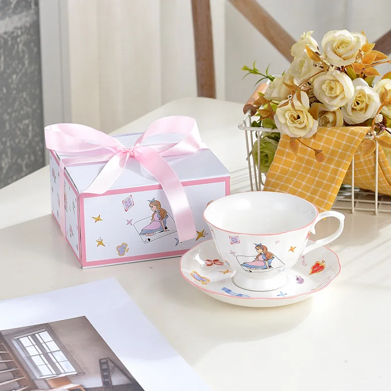 product alice rabbit ceramic coffee cup and saucer set high quality afternoon tea gift birthday souvenir cartoon design-9