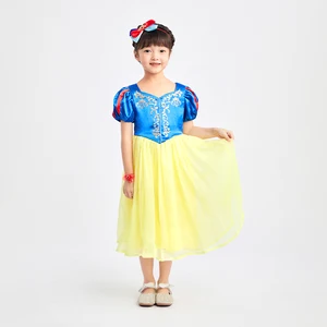 Custom Flared Tulle Skirt Airy Texture Disney Princess Girls Snow White Gown for Christmas Celebrations