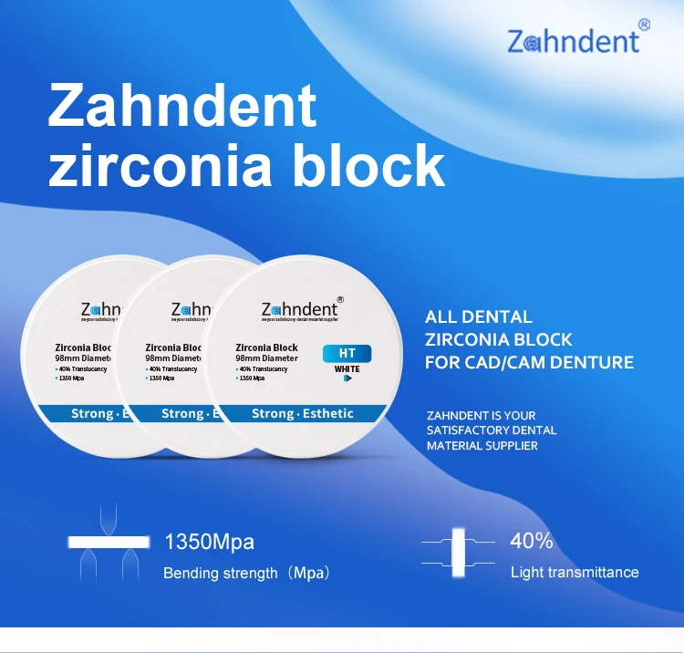 Zahndent Digital Block Cad Cam Ht-plus White Zirconia Dental Block Lab ...