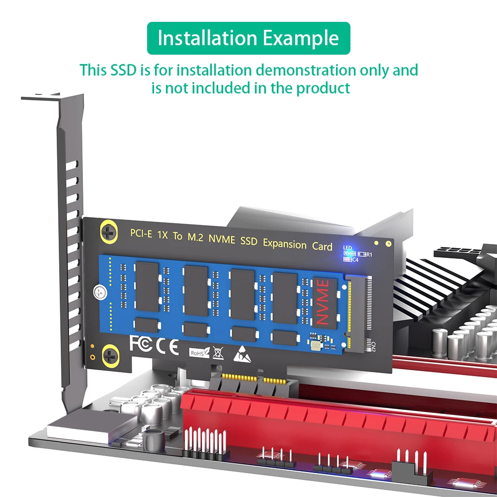 M.2 NVMe SSD NGFF to PCIE X1 Adapter Card M Key Interface Card Support PCI Express 3.0 X4 2230-2280 Size
