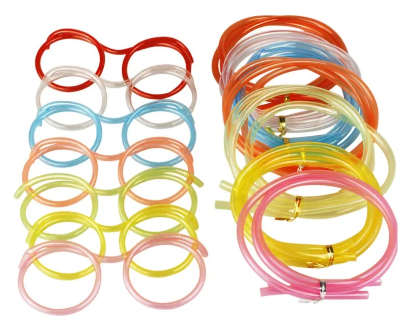 CVNDKN 8 PCS Silly Straw Glasses,Reusable Novelty Crazy Loop Eye Straws For DIY Fun Activities Family Parent-Child Gatherings Children's Classroom Rewards.-8 Multi-Colors 