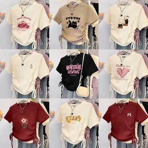 Wholesale T-shirts Bulk Supplier Tshirt Printing Custom Cropped Cotton t Shirt  Graphic T-shirts High Quality Women's T-shirts