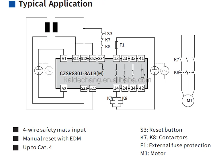 4-wire Safetymat Safety Relay | 24v Dc/ac | 3no+1nc | Monitored Manual ...