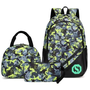 New Arrival Student Teenagers Kids Book Boys School Backpack Bags with Lunch Box