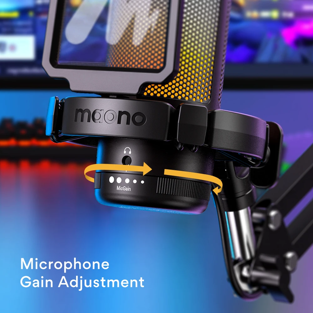 Maono DGM20S RGB Gaming USB Microphone - Desktop Condenser Mic for