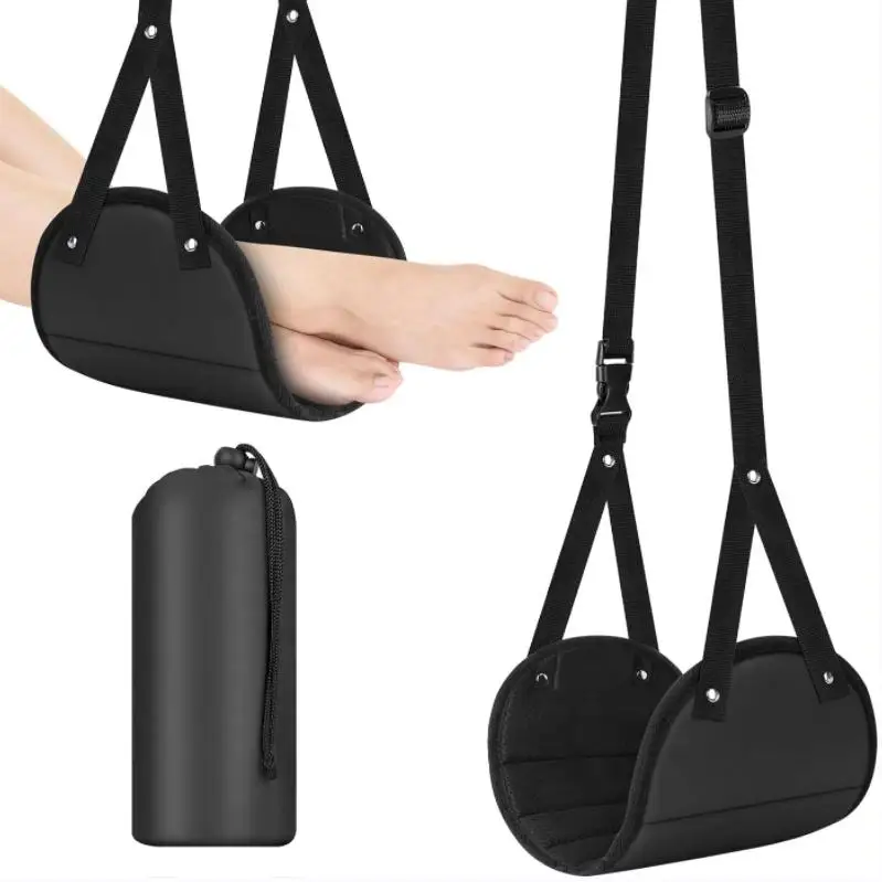 Everlasting Comfy Airplane Foot Rest Ergonomic Adjustable Foot Heel Hammock Memory Foam Portable