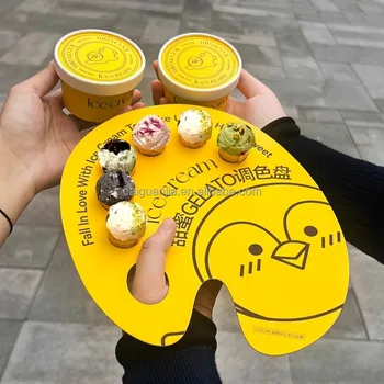 Disposable Ice Cream Paper Bowl Yogurt Box with Lid Commercial Ice Cream Tray