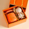 Taza naranja L + Oso de toalla Lafite + Caja de regalo de alta gama