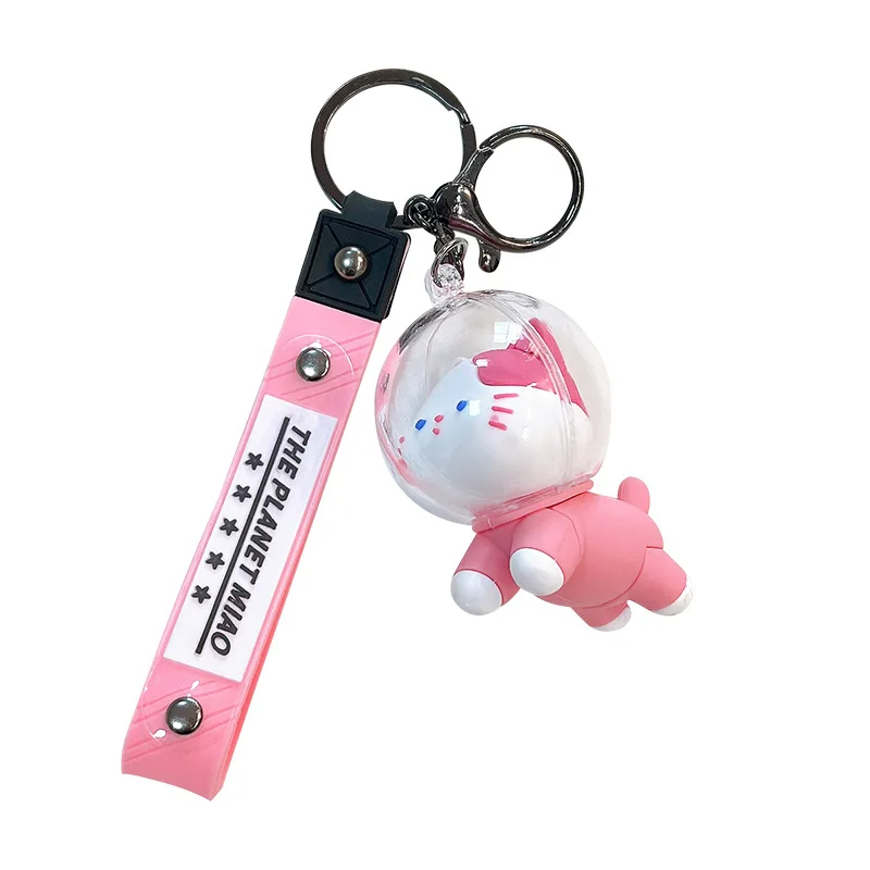 Cartoon Cat Keychain Pendant Creative PVC Rubber Keychain for Car & Schoolbag Cute Space Keychain Gift for Wholesale