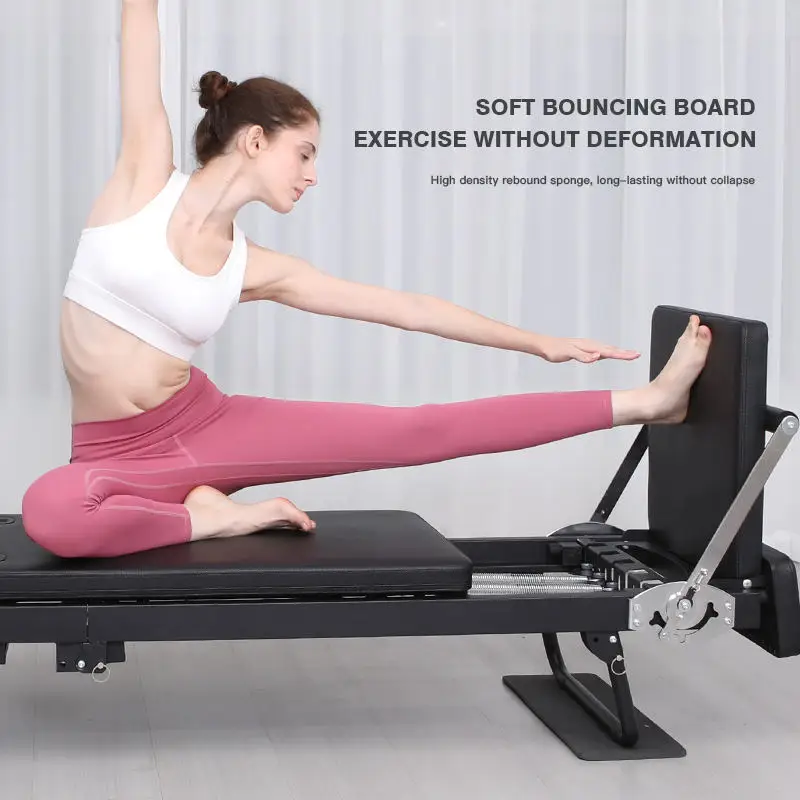 Portable 232cm Extended Frame Pilates Reformer Core Bed Durable Yoga Training Equipment Two Types Tension Values Spring Latex