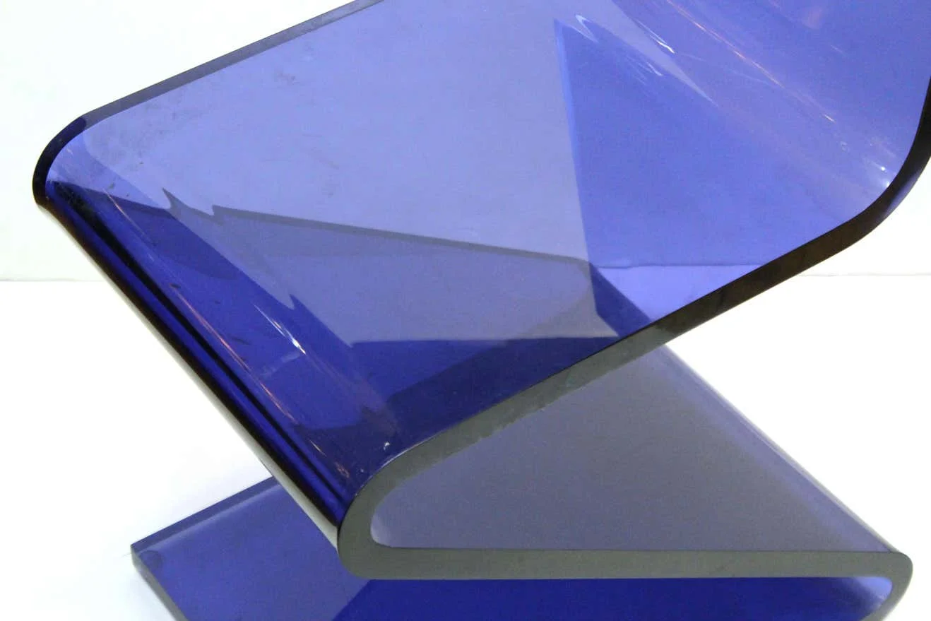 Plexiglass Dinning Table  Chair Modern Cantilever Z Chairs in Blue Lucite Acrylic Z Style Chair