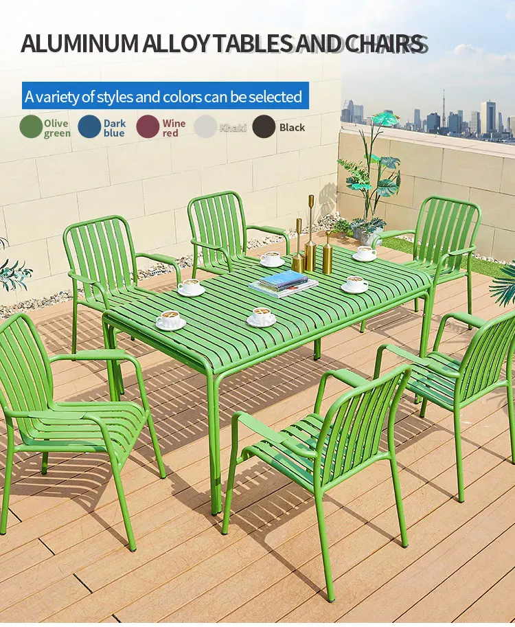 Juecheng Modern Aluminum Outdoor Dinning Table Chair Set Patio