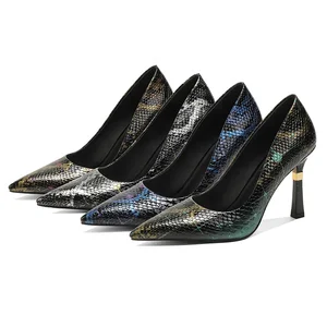 Custom Gradient Color Snake Print Stiletto Heels for Women High Heel Pumps in Fashion Trend for Summer