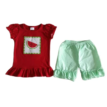 Early fall baby girls boutique sets two pieces T shirt shorts outfits children embroidered print clothing wholesale