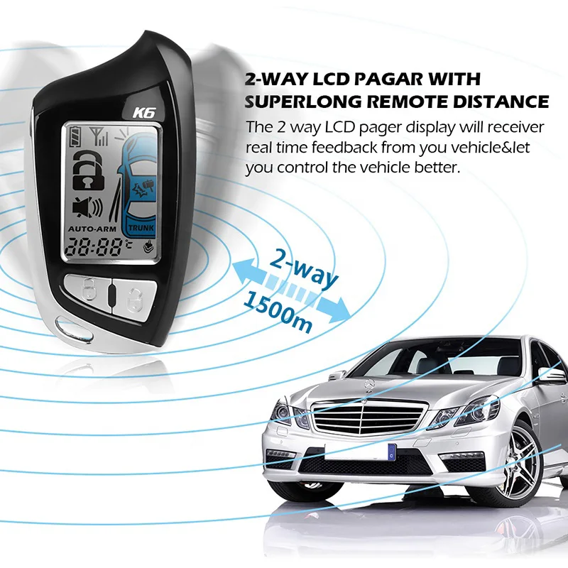 Car Remote System SPY Auto Kit - Universal LCD Remote Car Alarm System