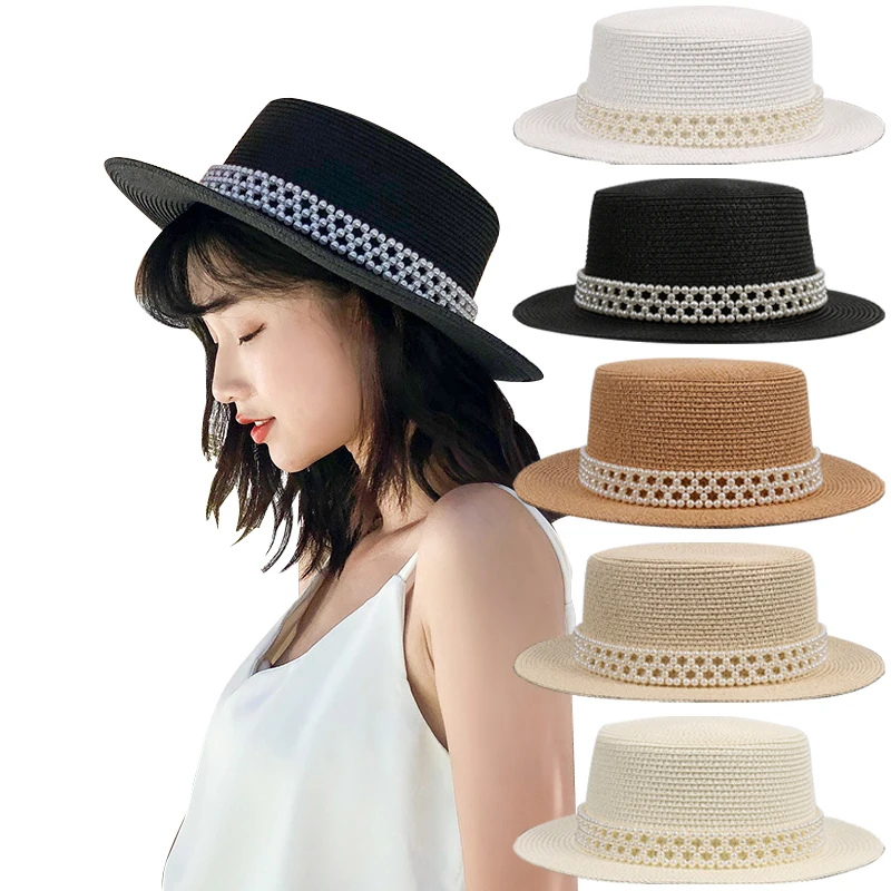 Fashion Short Brim Flat Top Round Straw 