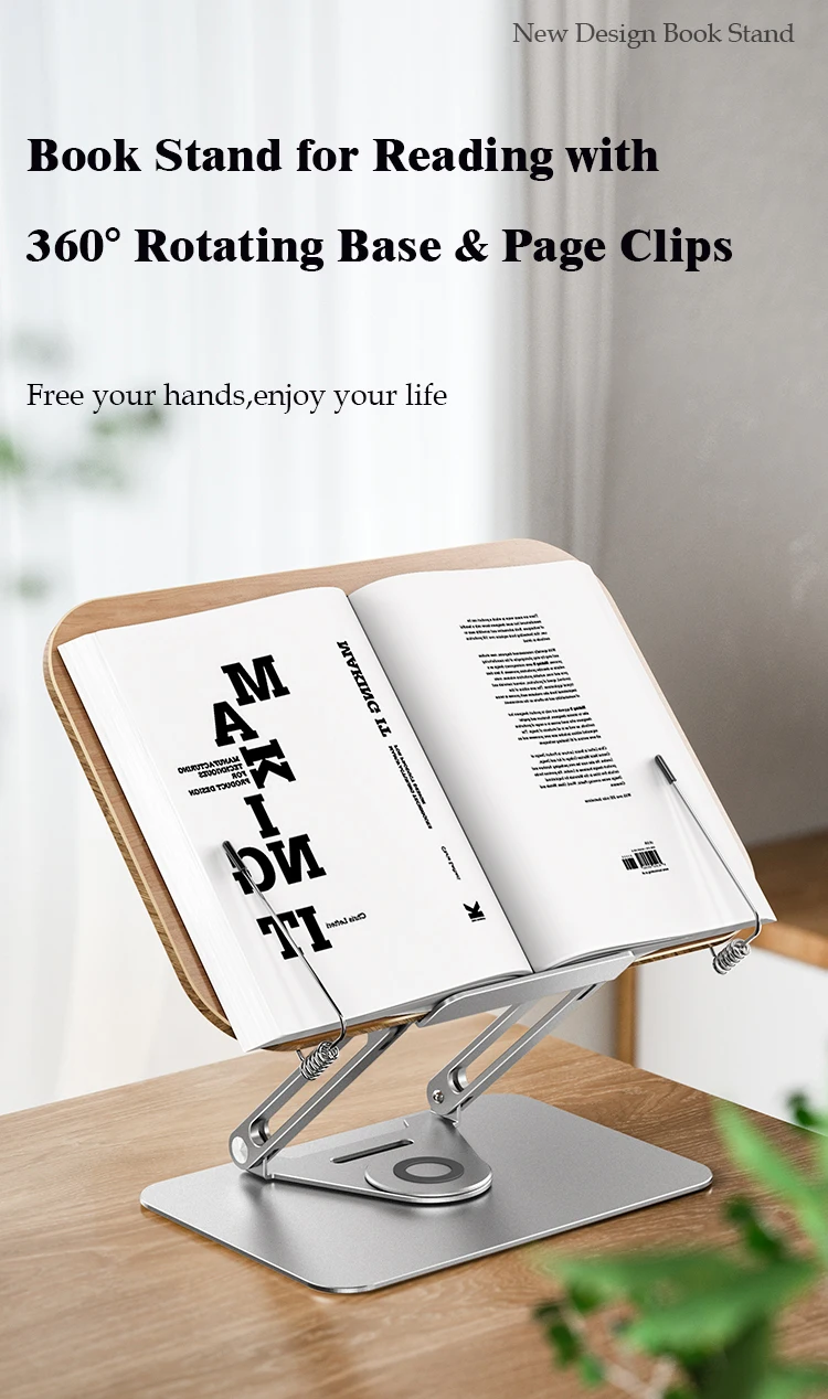 Yicosun Plastic Base Foldable Plywood Children Wood Reading Book Stand