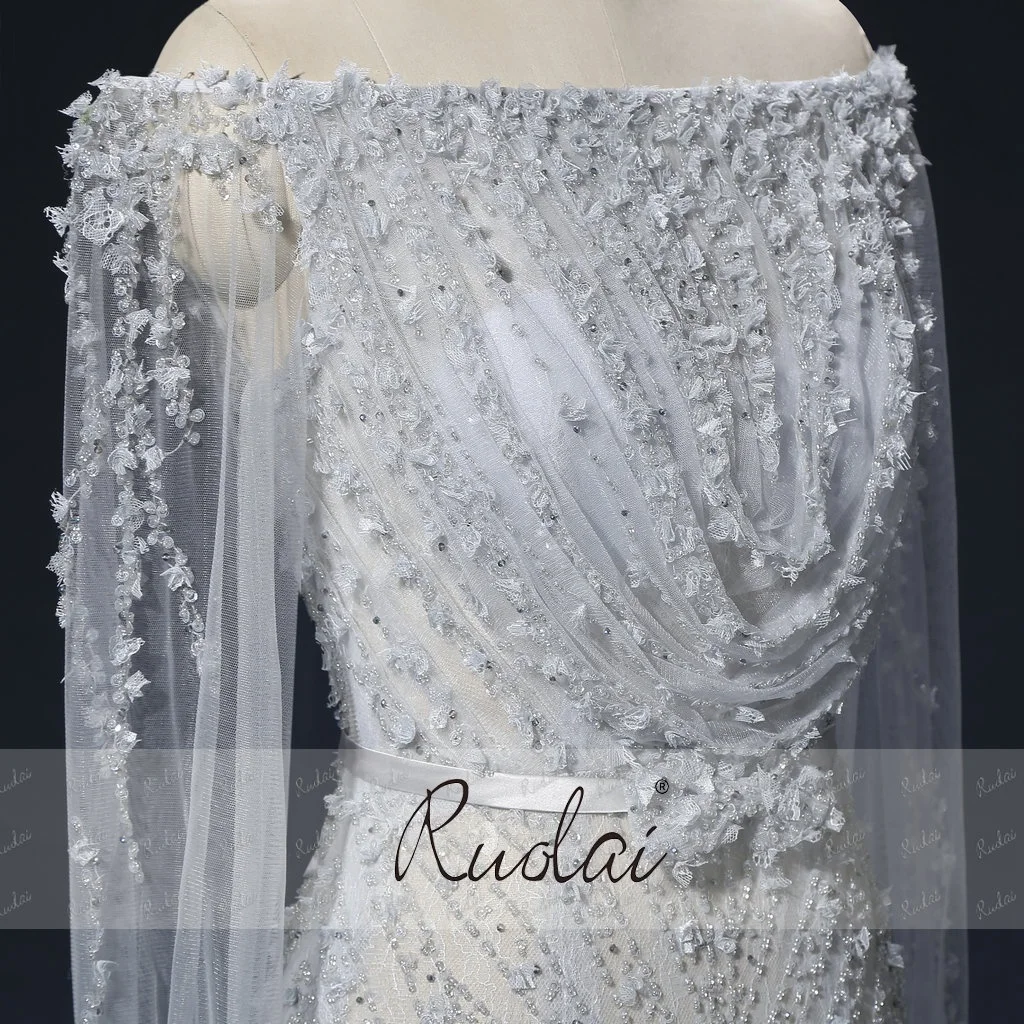 PEV-L3058 Luxury Heavy Beaded Party Gowns See Through Long Sleeve Customized Sexy Off Shoulder Evening Dress From Istanbul
