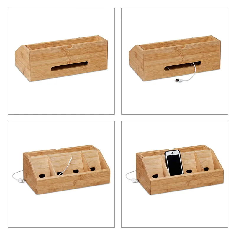 Factory wholesale Natural bamboo office file holder storage phone holder