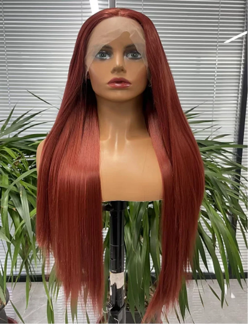 Synthetic Wig Fashion Long Black Straight Hair Wig Highlighting Blonde Hair Synthetic Wig for Girls
