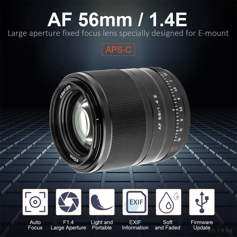 Viltrox 56MM F1.4 E STM AF大口径オートフォーカスポートレートレンズ