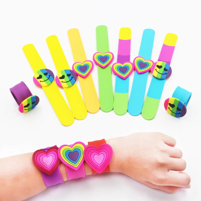 Kids slap bands silicone heart smile face silicont slap band slap band bracelet