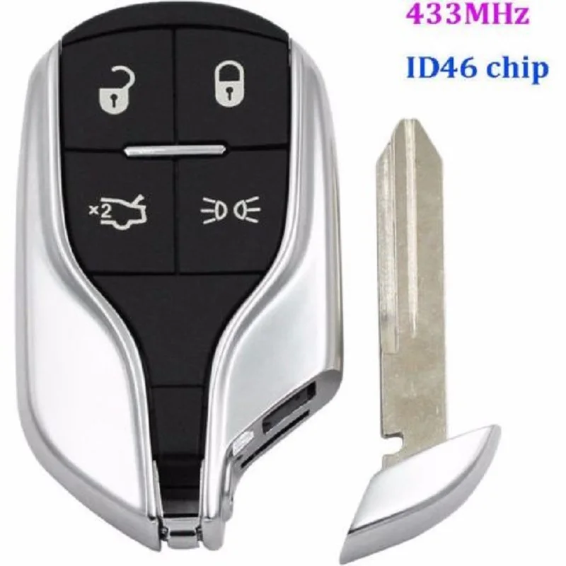 FCC : M3N-7393490 4 Button Remote Key 433.92MHz ID46 PCF7945A Chip for Maserati Ghibli Quattroporte Levante 2012-2019 WIth Logo