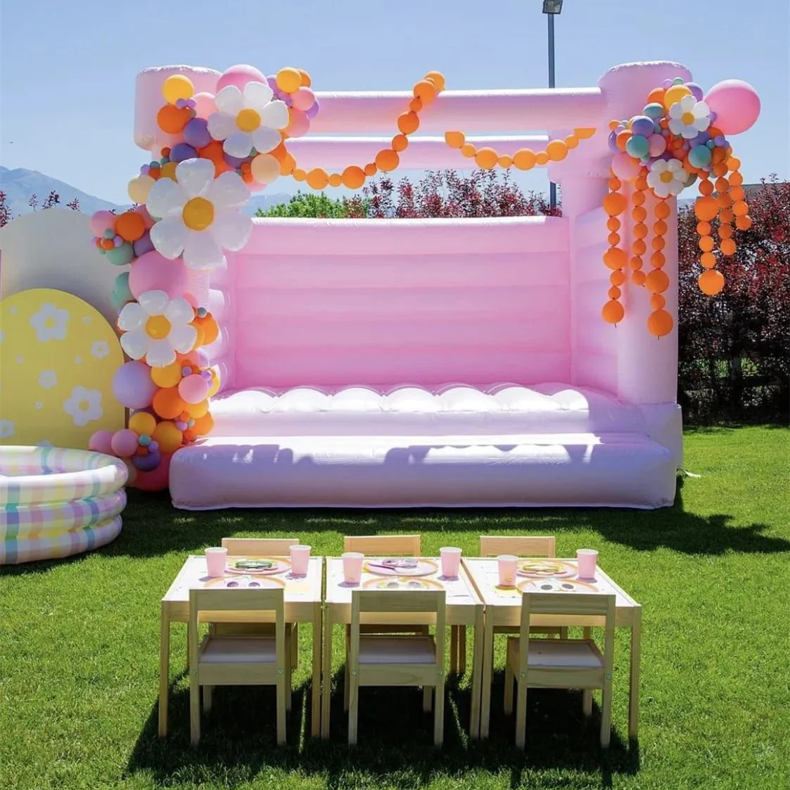 Top Quality Dining Table Set Kid Children Stacking Small Hot Design Bowknot  Tiffany Kids Birthday Party Chairs