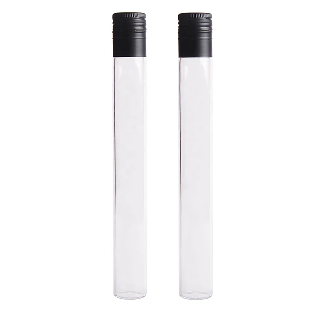 2020  Newest   50ml 100ml Wine Liquor Glass Tube Bottle with Black Top Cap