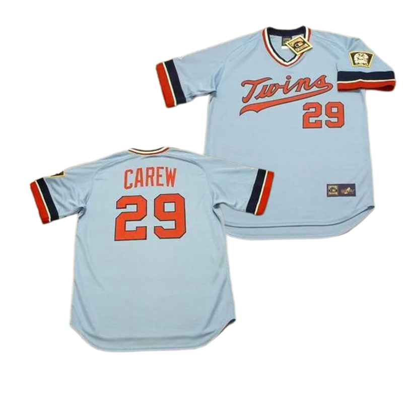 29 Rod Carew Jersey Old Classic Style Gray Shirts Uniform