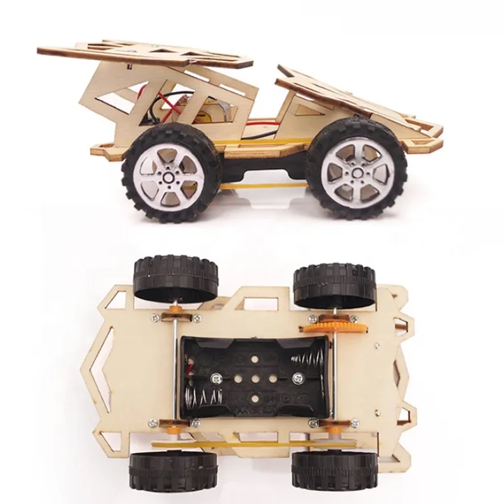 Science Wooden Learning Toy With Paint Set Engineering Kits Stem  Kids Car for Student STEM Toy Diy Wooden Car Remote Physics