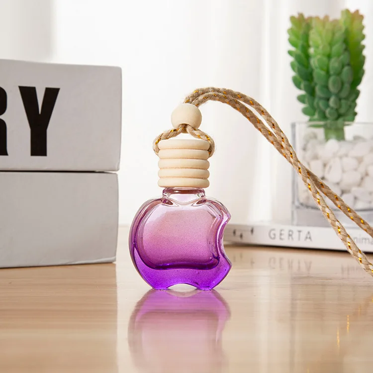 Wholesale Colorful 10ml Glass Car Hanging Apple Shape Perfume