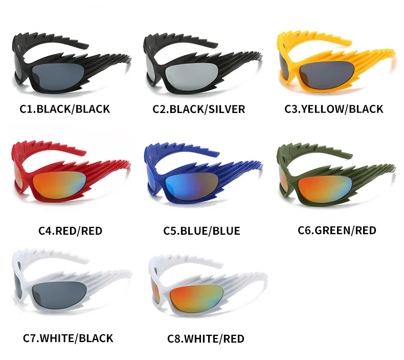 SPIKE BLACK Punk INS Trending Y2K Sunglasses Super Cool Sports Riding Cycling Fashion Sunglasses Gafas De Sol