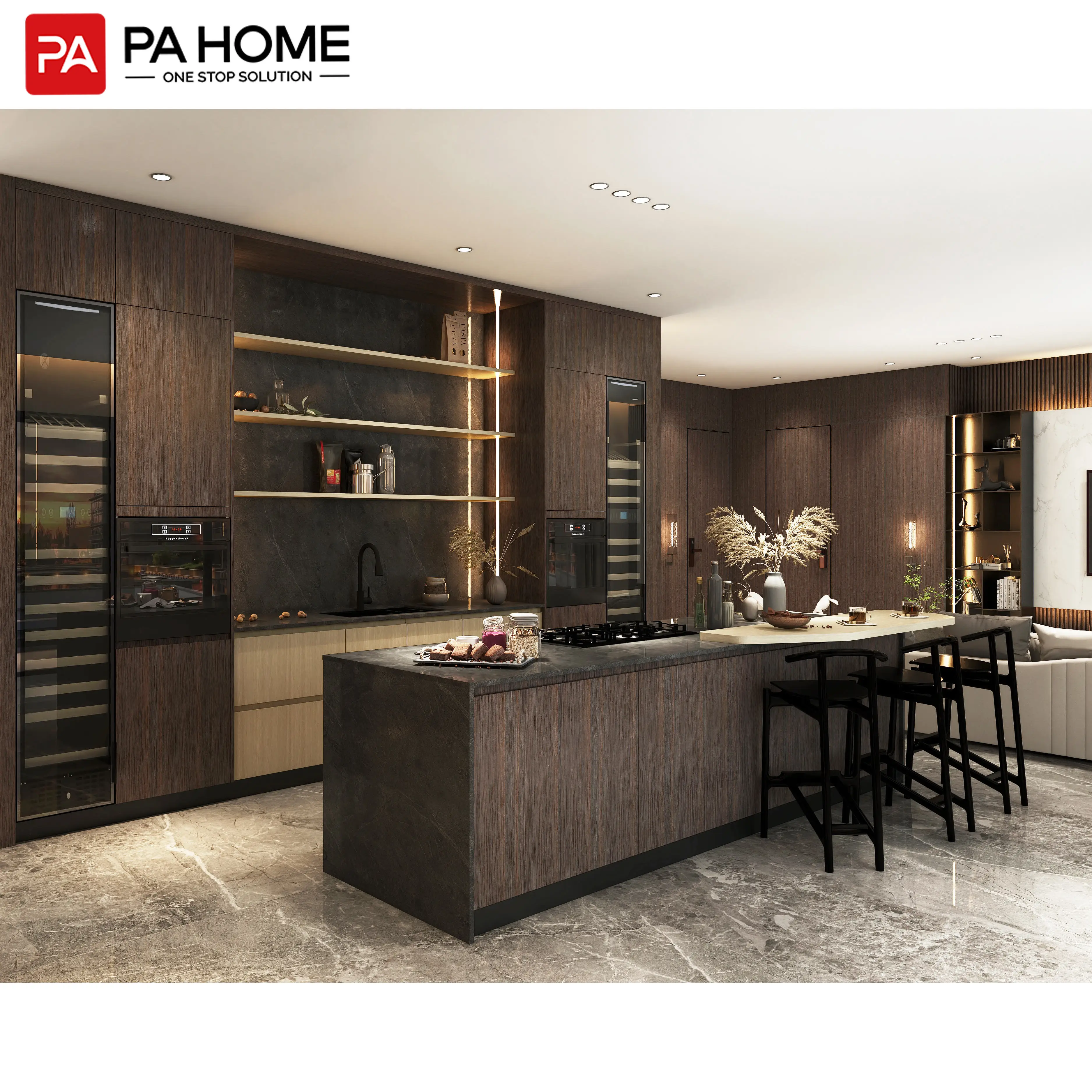 PA Custom Made L Shaped UV Lacquer Modern Wall Kitchen Cabinet