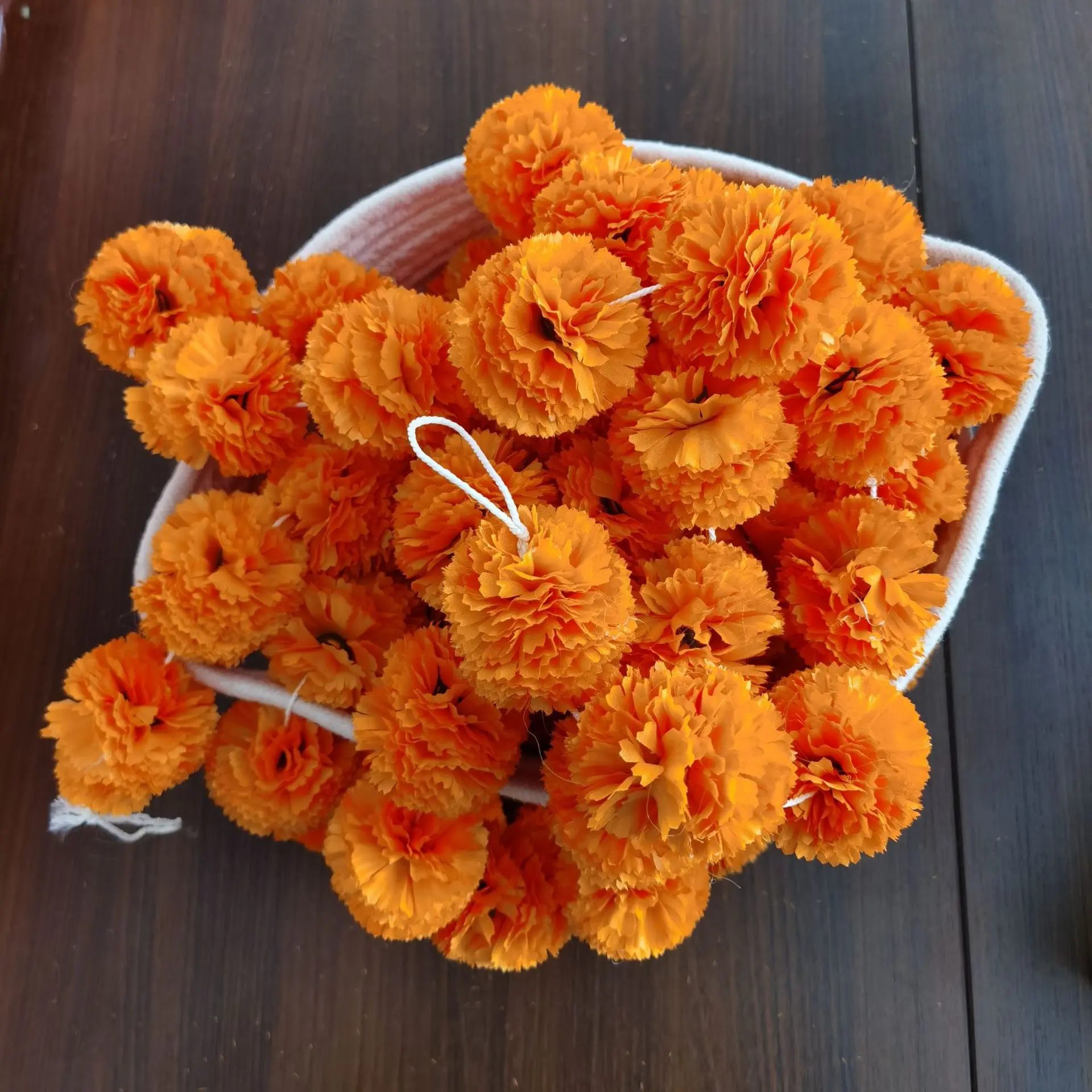 O-X372生地マリーゴールド花装飾卸売人工マリーゴールド花花輪