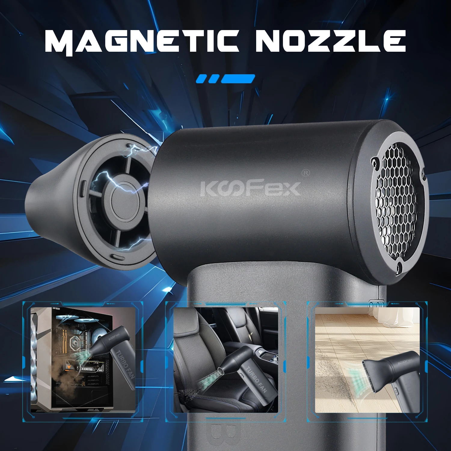 KooFex FB11 Long Use Time Cool Air Mini Portable Outdoor Dust Cleaning Electric Compressed Air Duster High Power Bldc Turbo Fan