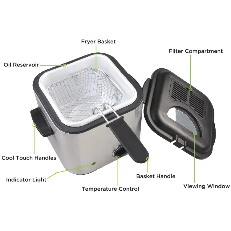 840W Electric Deep Fryer with Adjustable Temperature Control - 0.9L