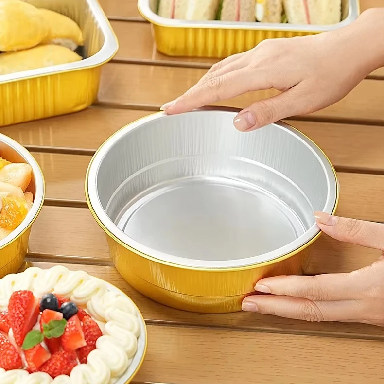 Y1130 Grosir 1130ml 38oz Aluminium Smoothwall Wadah Makanan Tahan Panas Oven Aman Tutup Mangkuk Puding Foil Container