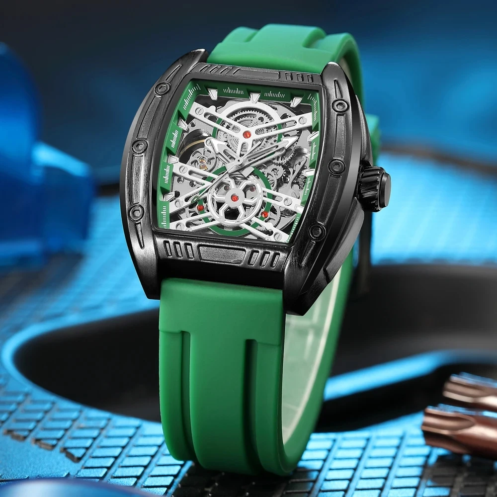 MEGIR Hollow Out Design Automatic Watch for Men  Movement Sapphire Mirror Tungsten Steel Skeleton Men's Watch dropshipping