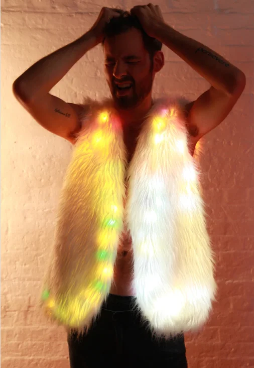 New Coming Led Colorful Fur Vest Fluffy White Faux Fur Tank Top Glow Glow  Fur Rainbow Led Tank Top - Buy Glow Fur,Fur Vest Fluffy White,Led Tank Top  Product on Alibaba.com