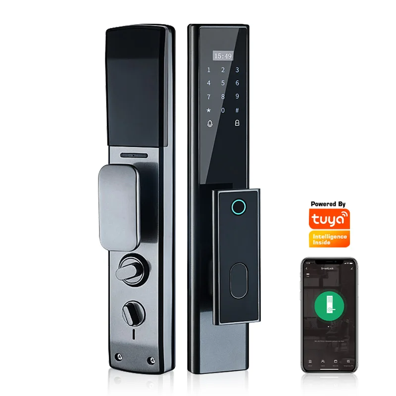 Tediton Tuya Wifi Biometric Fingerprint Intelligent Digital Push Pull Smart Door Lock With Camera