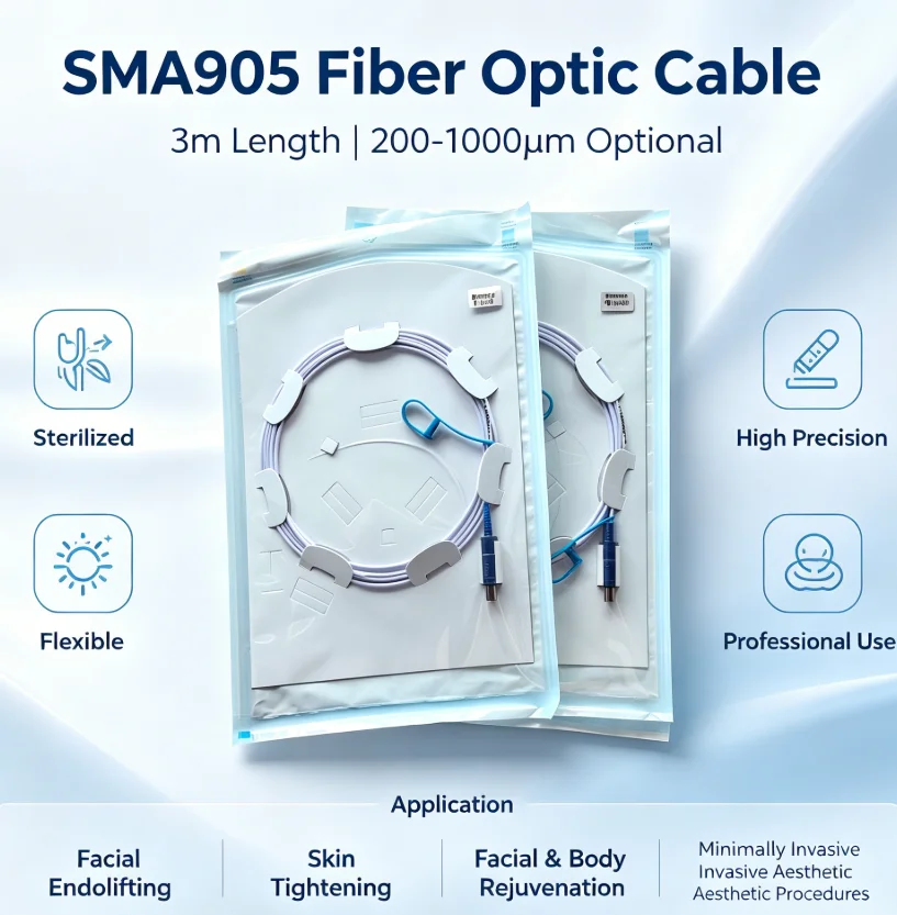 SMA905 980nm 1470nm Laser Medical Fiber 200 400 600 800um for Lipolysis Fat Melting and Skin Tightening Thermavein Thread Vein