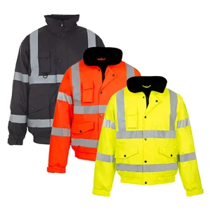 EN20471 Durable Oxford Warm Engineers Electrical Reflective Men Orange Green Workwear Worker Mining Hi Vis Safety Work Jacket