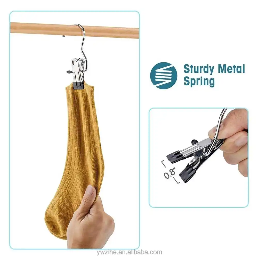 Portable Metal Laundry Hook Hanging Clothes Pin Boot Shoe Hanger Clips Curtain Holder Paper Binder Clips Closet Organizer