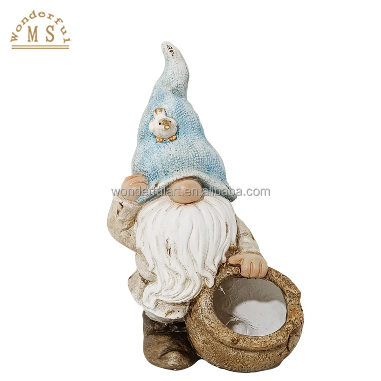 Poly stone old man with white beard Holiday Fairy figurine Home Decoration Art resin statue garden Ornament