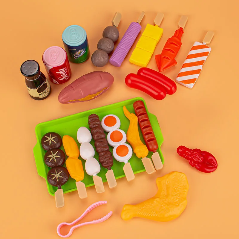 21Pcs Kids BBQ Grill Toy, Barbecue Kitchen Cooking Play Set, Pretend BBQ Accessories Set for Girls Boys Toddler factory