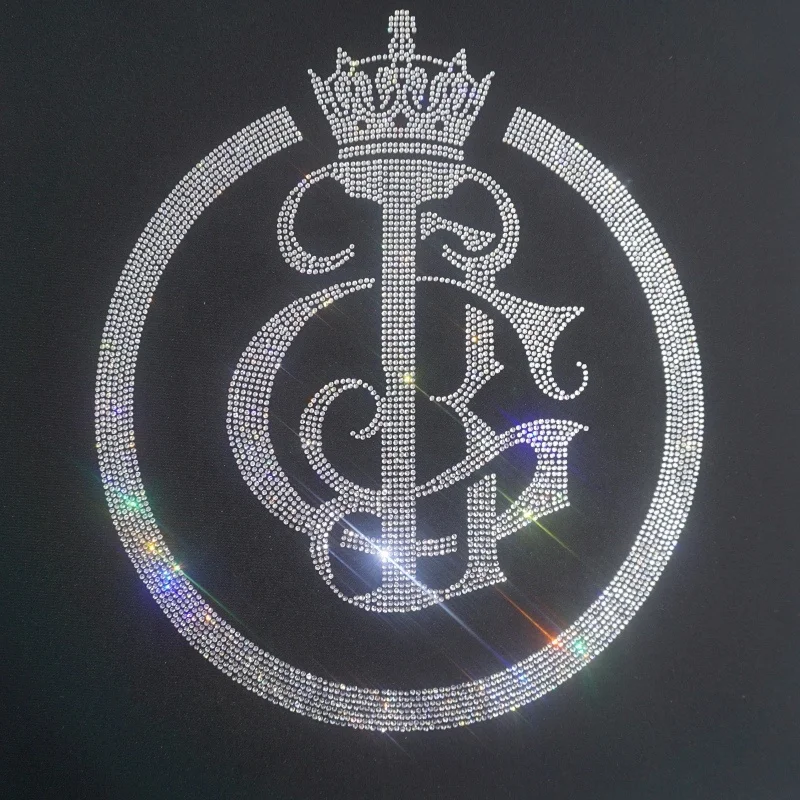 Cheap wholesale custom letter iron on rhinestone design heat transfer for jeans