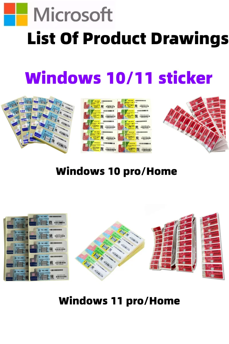 Globally Win 11 Home OEM COA Sticker Muliti-Language Win 11 Home OEM Label Win 11 Home Key Warranty 6 Months Shipment Fast