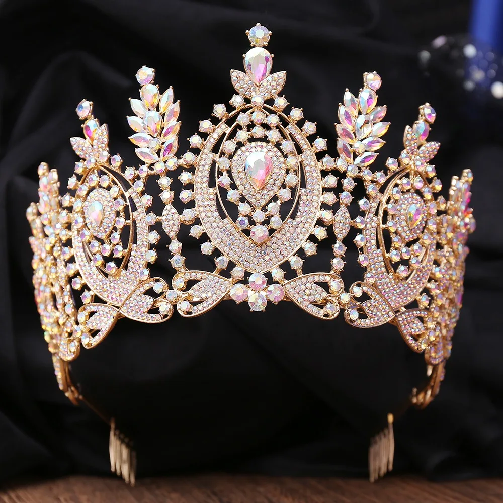 Big Crown Princess White Goddess Crystal Tiara Queen  display picture 1