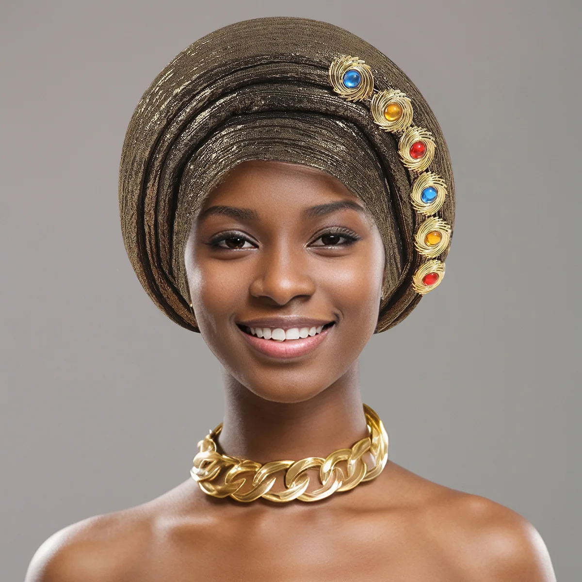 Elegant African Style Multi-layer Head Wraps for Women Party and Wedding Hair Accessories Outdoor Turban for Celebration